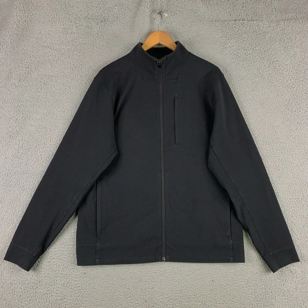 Lululemon Sojourn Jacket Mens XL Black Full Zip Warpstreme Stretch Workout Track